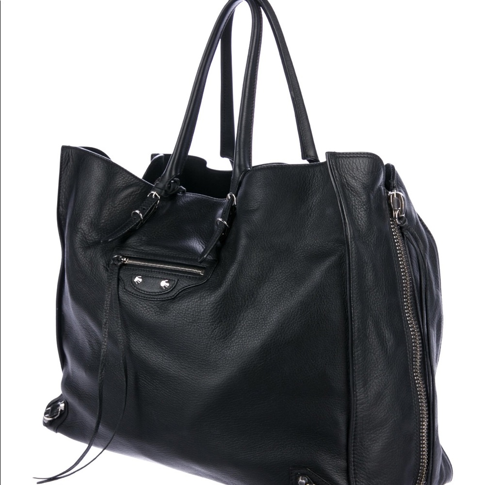 Balenciaga A4 Papier Large Zip Around Tote Black